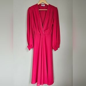 Vintage pink maxi boho  dress longsleeve 60's